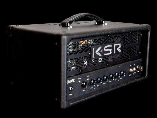 The KSR Ember from a low front angle, KSR badge over the tube grille
